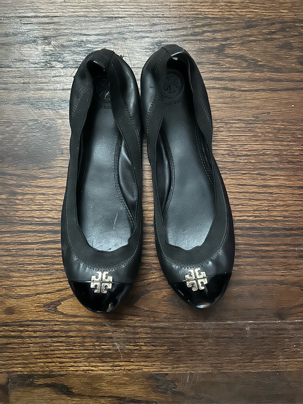 Tory Burch Black Logo Ballet Flats